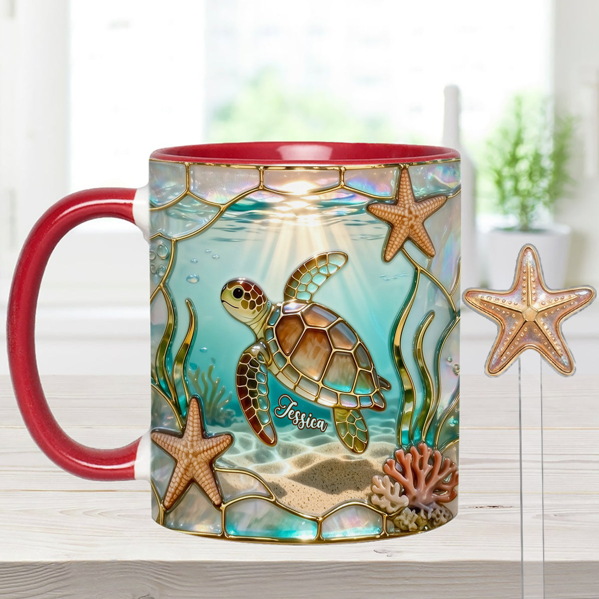 Love Turtle - Personalized Turtle Set Accent Mug with Acrylic Stirrers