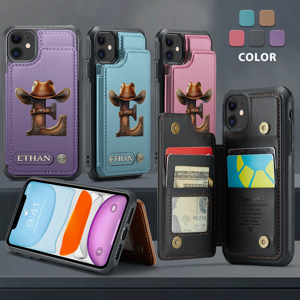 Western Style Name Initial Letter - Personalized Cowboy/Cowgirl Wallet Phone Case
