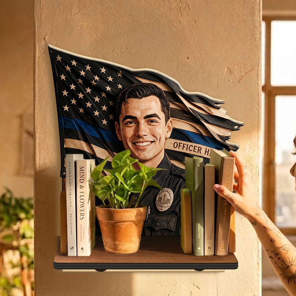 Proud Police - Personalized Police Officer Wooden Floating Shelf