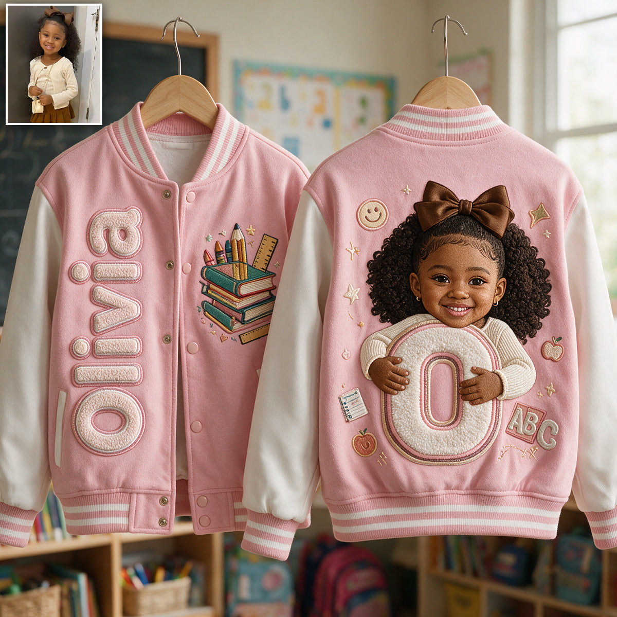 Any Photo, Custom Alphabet - Personalized Kid Varsity Jacket