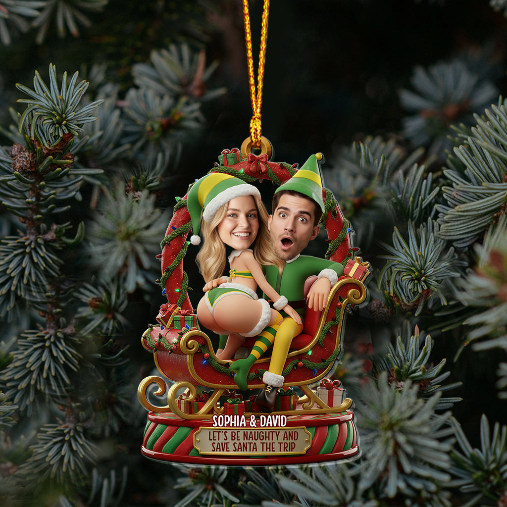 Funny Elf - Personalized Couple Transparent Ornament