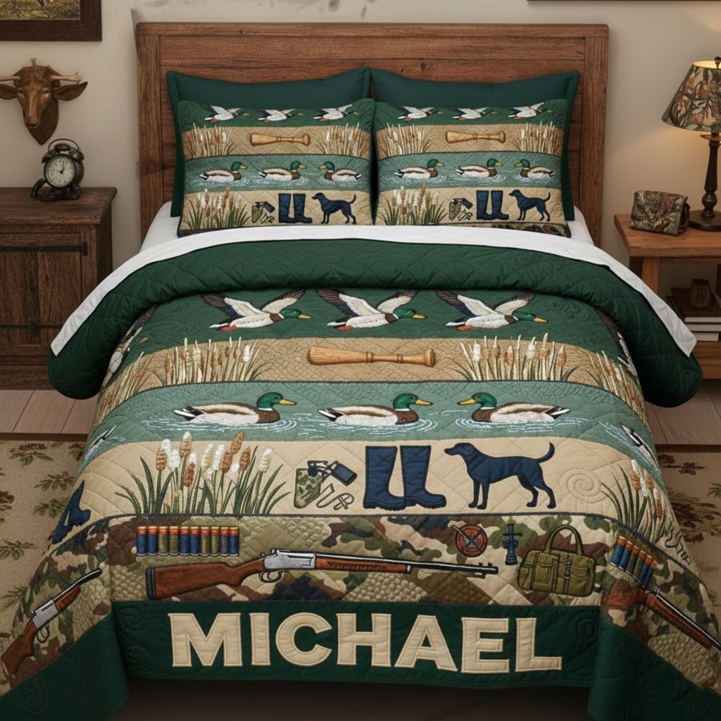 Duck Hunting Season - Personalized Hunting Quilt Set