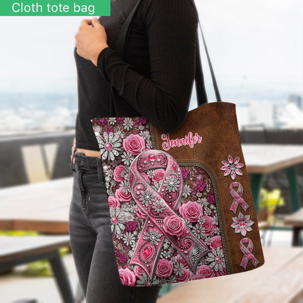 Pink Ribbon - Personalized Breast Cancer Awareness Tote Bag