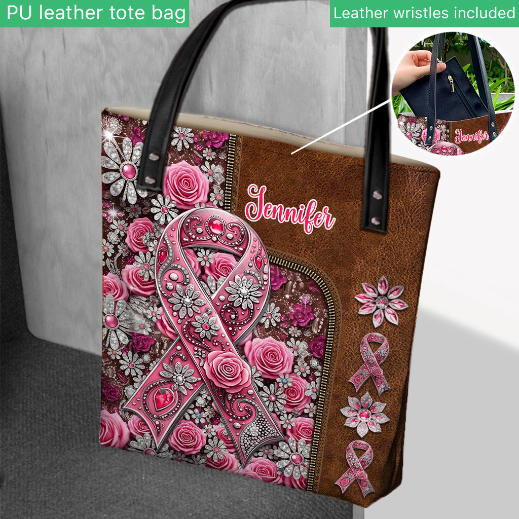 Pink Ribbon - Personalized Breast Cancer Awareness Tote Bag