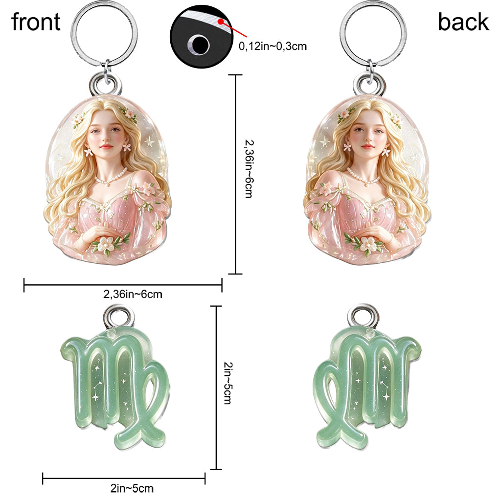 Custom Zodiac Sign Keychain - Personalized Horoscope Premium Keychain With Charms