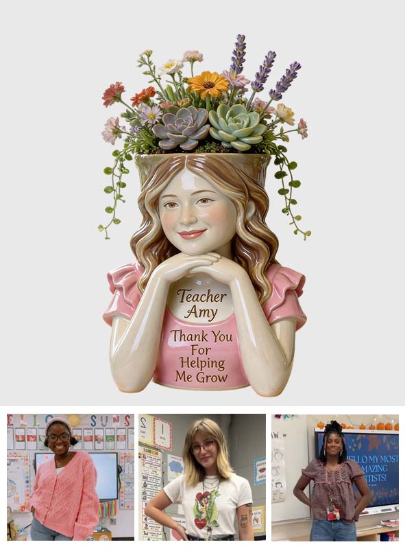 Thanks For Helping Me Grow - Personalized Teacher Acrylic Pot