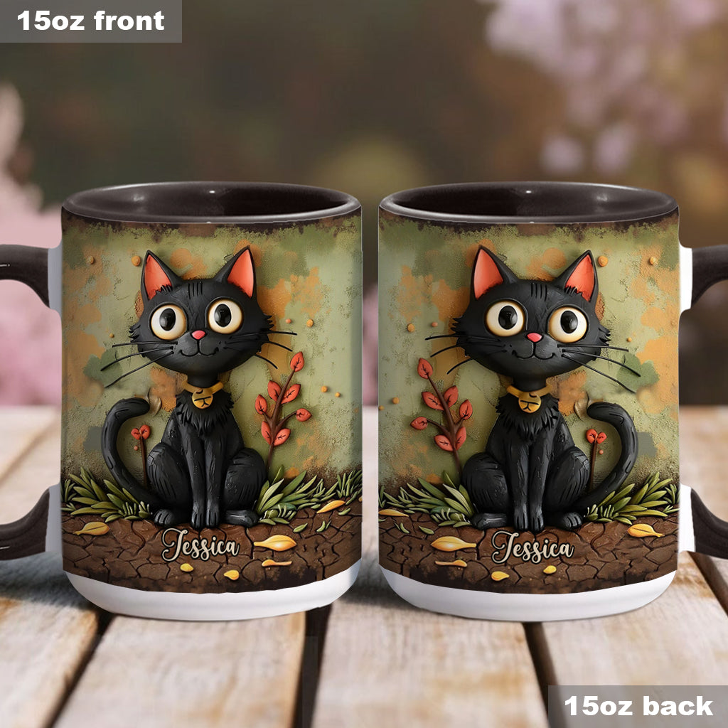 Cute Black Cat - Personalized Black Cat Accent Mug