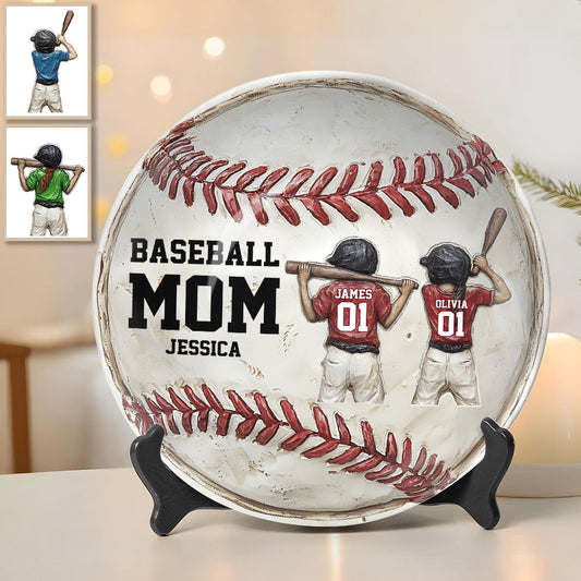 Baseball Mom - Personalized Mother Ceramic Round Plate