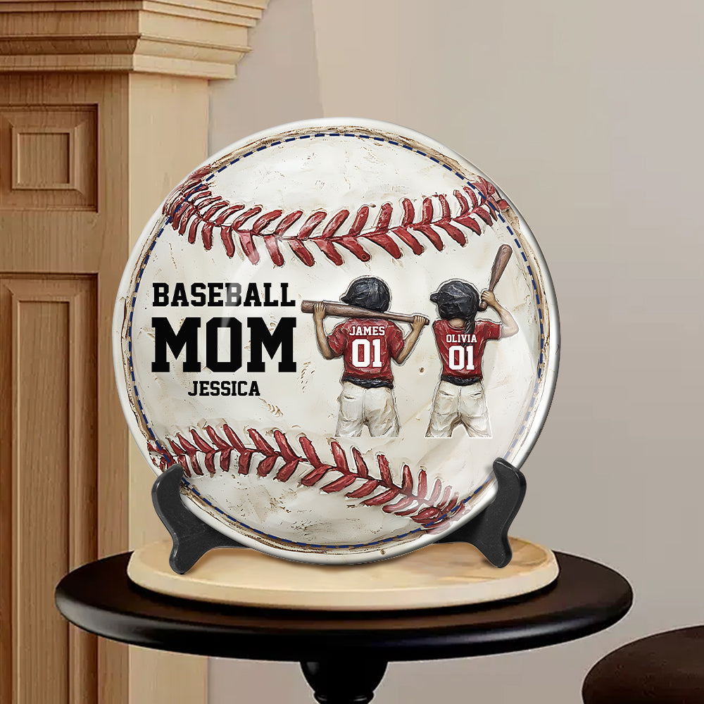 Baseball Mom - Personalized Mother Ceramic Round Plate