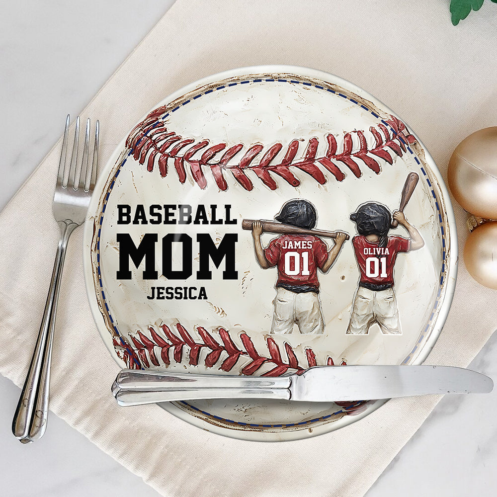 Baseball Mom - Personalized Mother Ceramic Round Plate