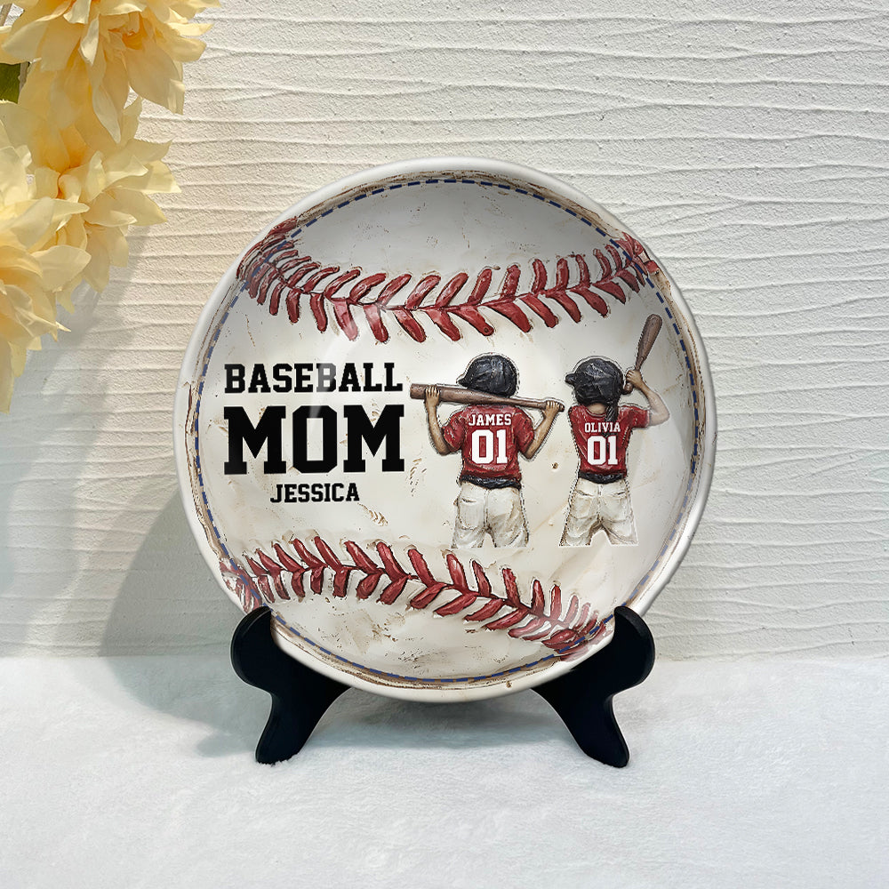 Baseball Mom - Personalized Mother Ceramic Round Plate