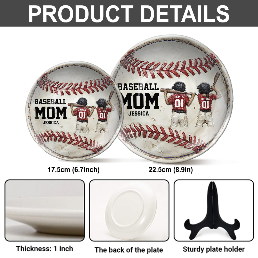 Baseball Mom - Personalized Mother Ceramic Round Plate