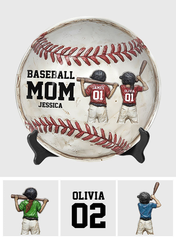 Baseball Mom - Personalized Mother Ceramic Round Plate