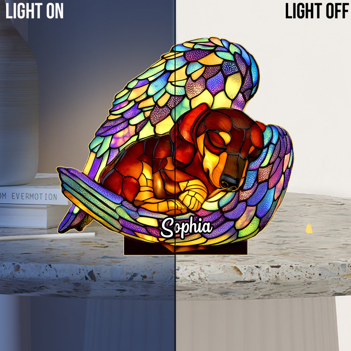 Sleeping Dachshund - Personalized Dachshund Acrylic LED Night Light