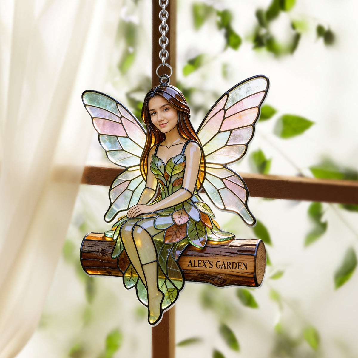 Custom Fairy Garden From Any Photo - Personalized Gardening Window Hanging Suncatcher Ornament