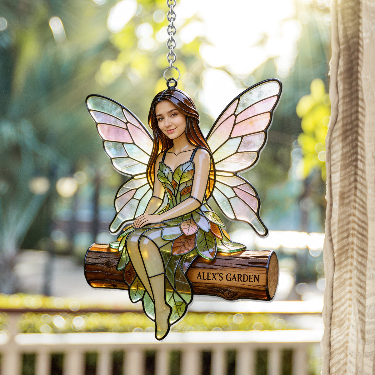 Custom Fairy Garden From Any Photo - Personalized Gardening Window Hanging Suncatcher Ornament