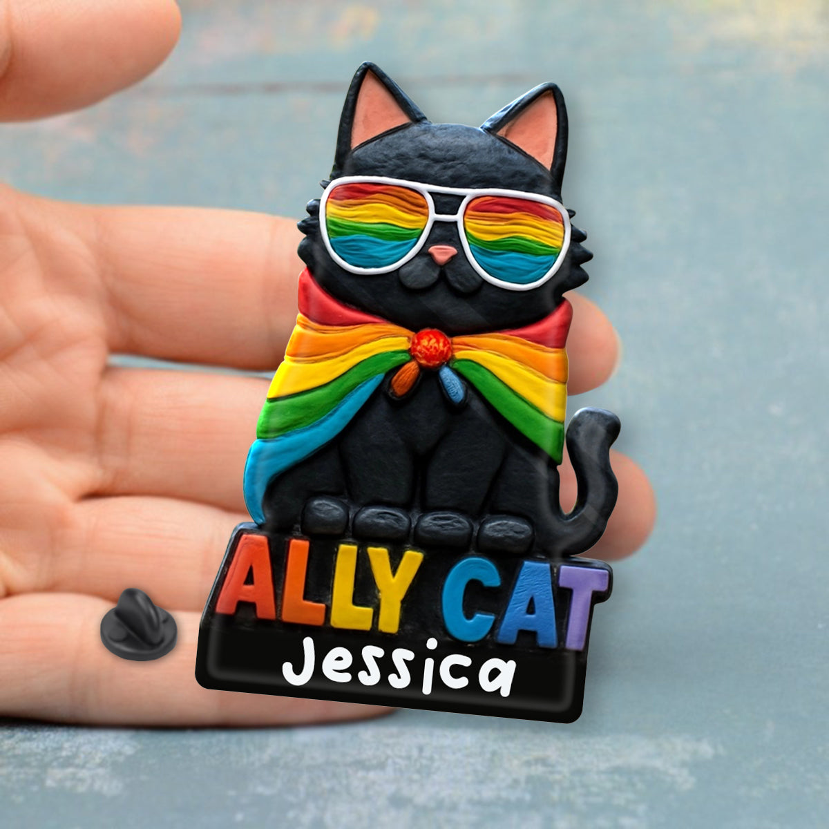 Ally Cat - Personalized LGBT Support Pin