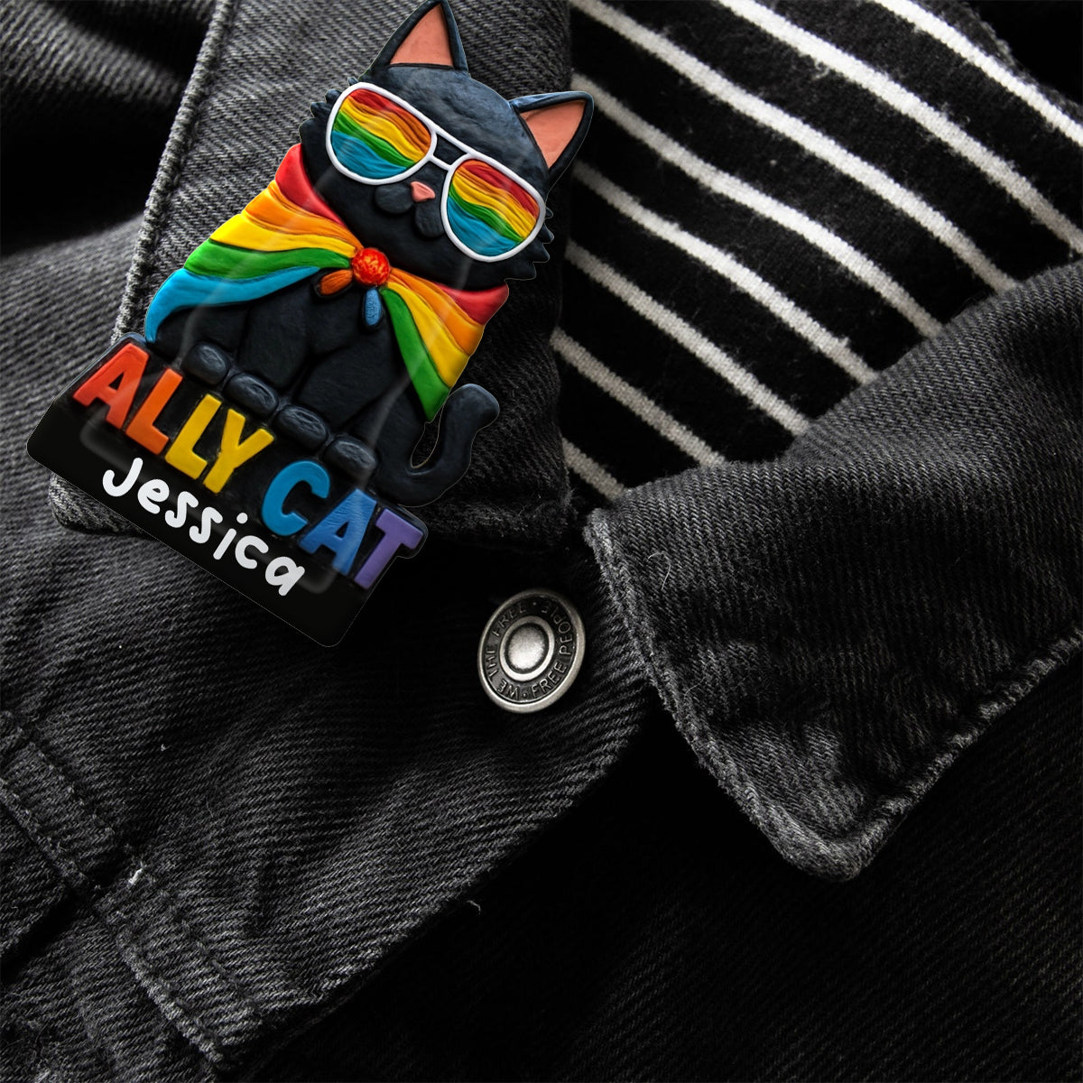 Ally Cat - Personalized LGBT Support Pin