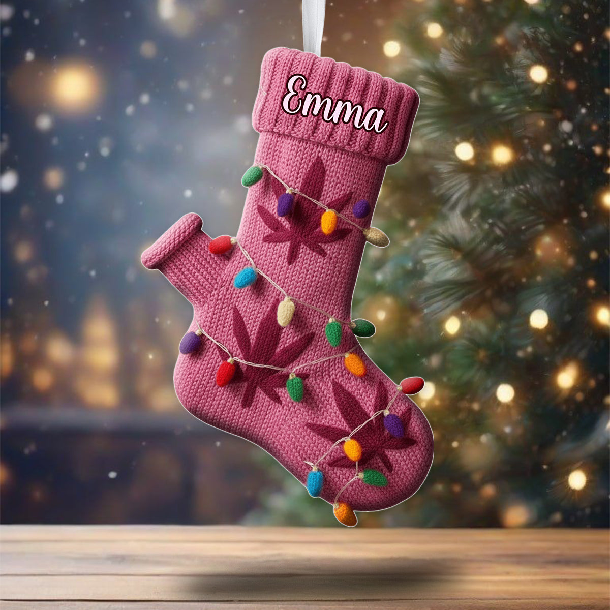 Merry Christmas - Personalized Weed Shaped Christmas Stocking
