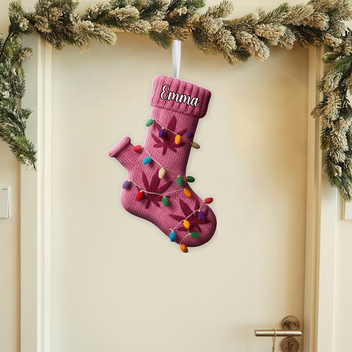 Merry Christmas - Personalized Weed Shaped Christmas Stocking