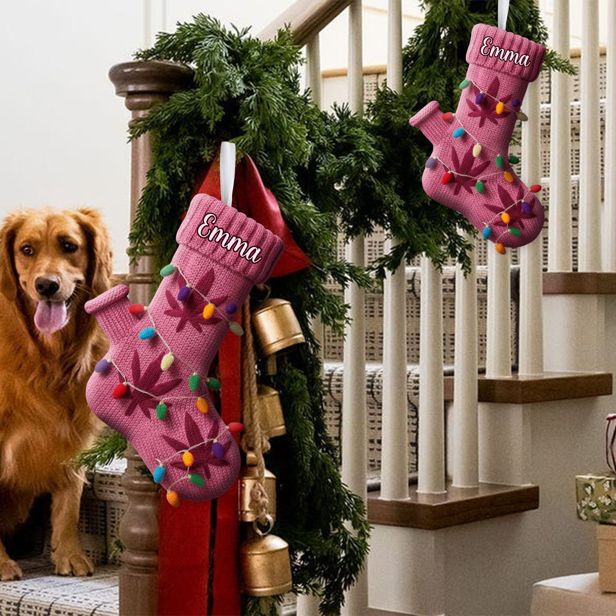 Merry Christmas - Personalized Weed Shaped Christmas Stocking