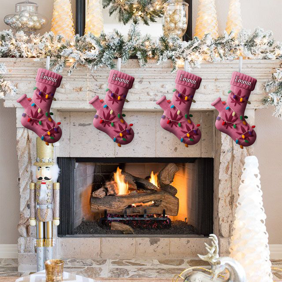 Merry Christmas - Personalized Weed Shaped Christmas Stocking