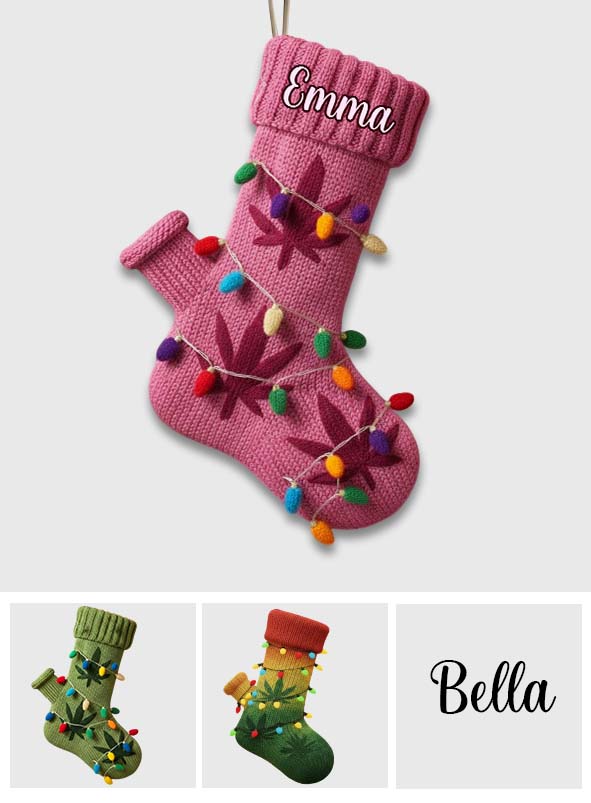 Merry Christmas - Personalized Weed Shaped Christmas Stocking