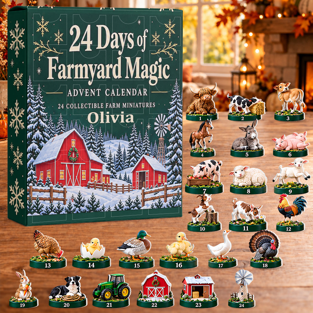 Christmas Farm - Personalized Farmer Advent Calendar With 3D Collectibles