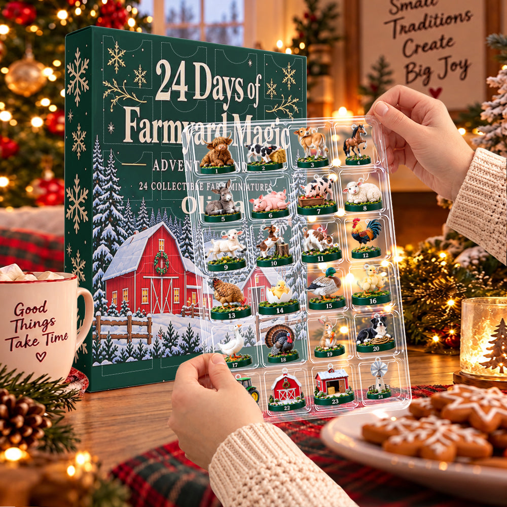 Christmas Farm - Personalized Farmer Advent Calendar With 3D Collectibles