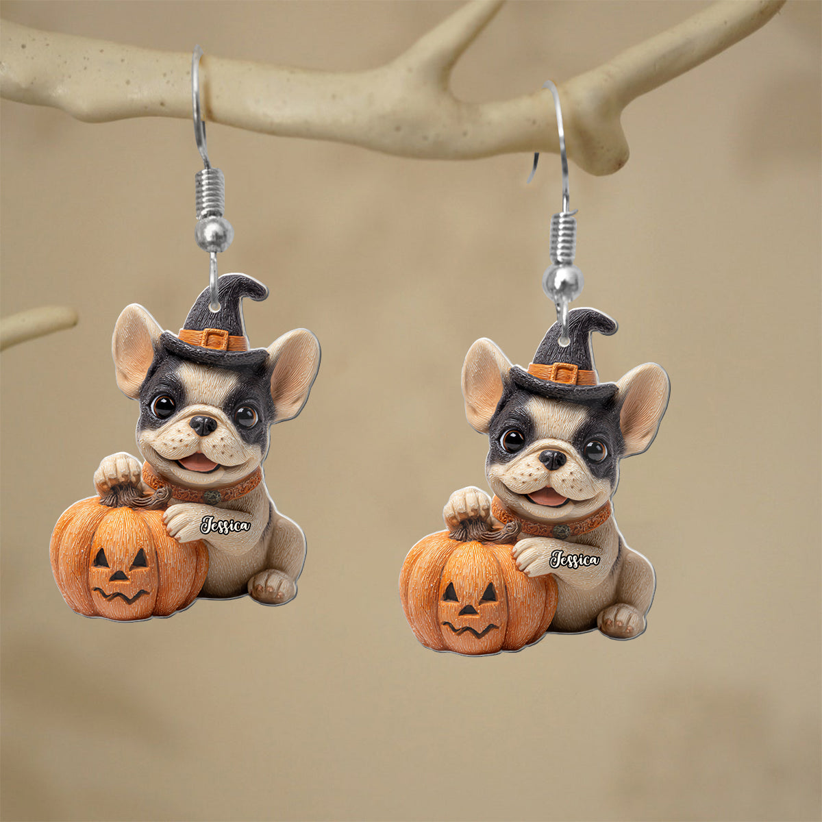 No Tricks Just Treats - Personalized Dog Earrings