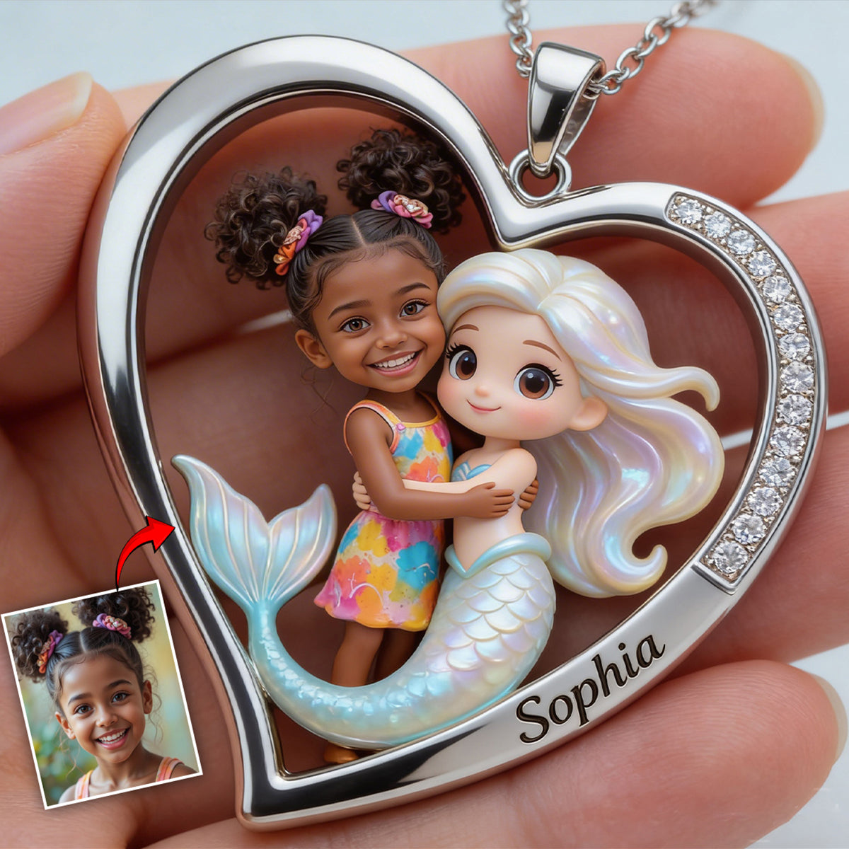 Custom Any Photo - Personalized Kid Shaped Metal Pendant Necklace