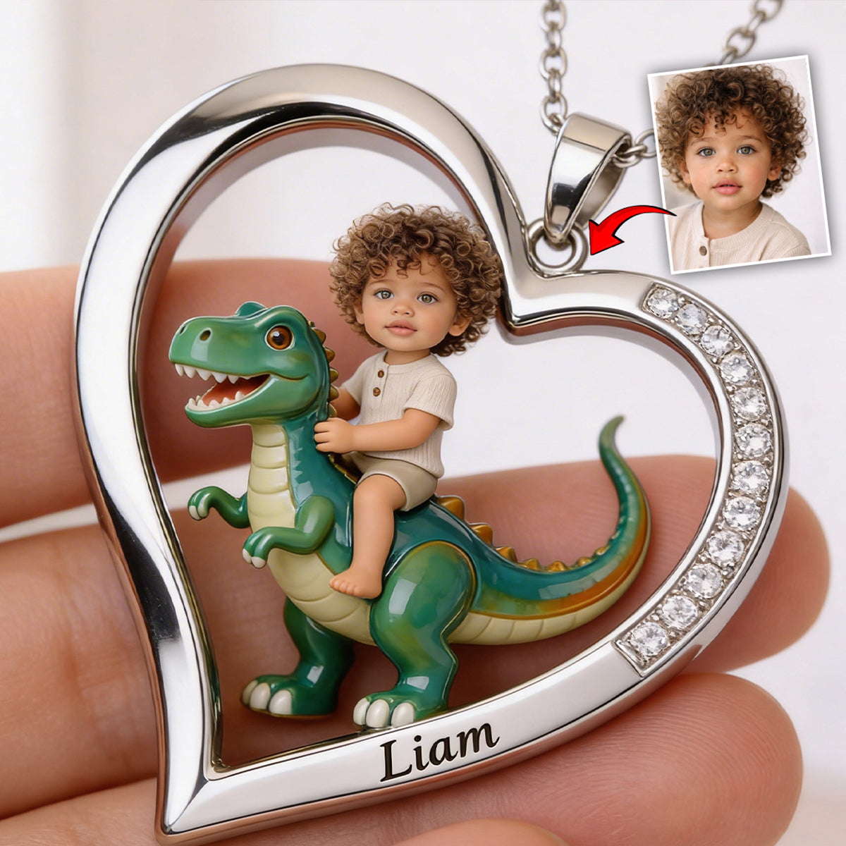 Custom Any Photo - Personalized Kid Shaped Metal Pendant Necklace