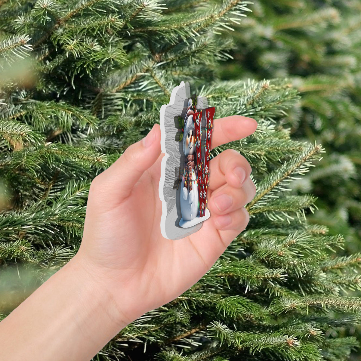 Cute Snowman Initial Alphabet - Personalized Family LED Light Ornament