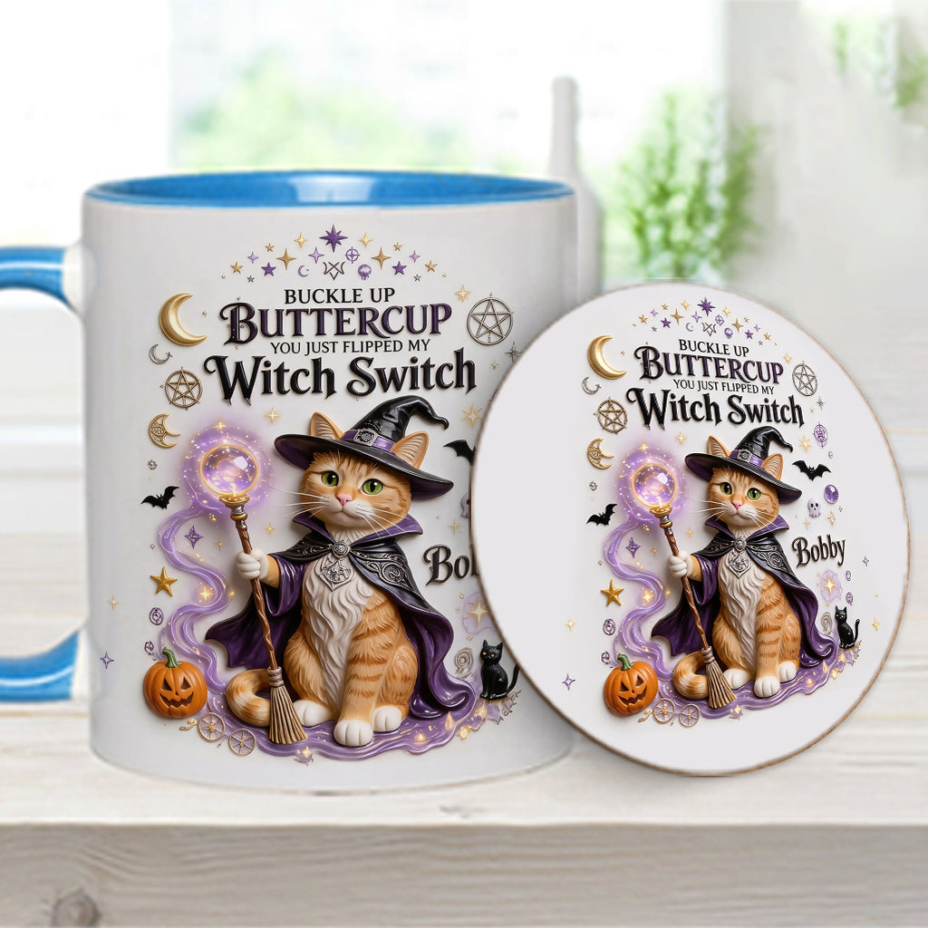 Cat Witch - Personalized Cat Accent Mug & Coaster