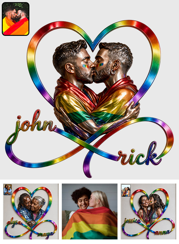 Love Is Love - Personalized LGBT Support 3D Printed Cut Metal Sign