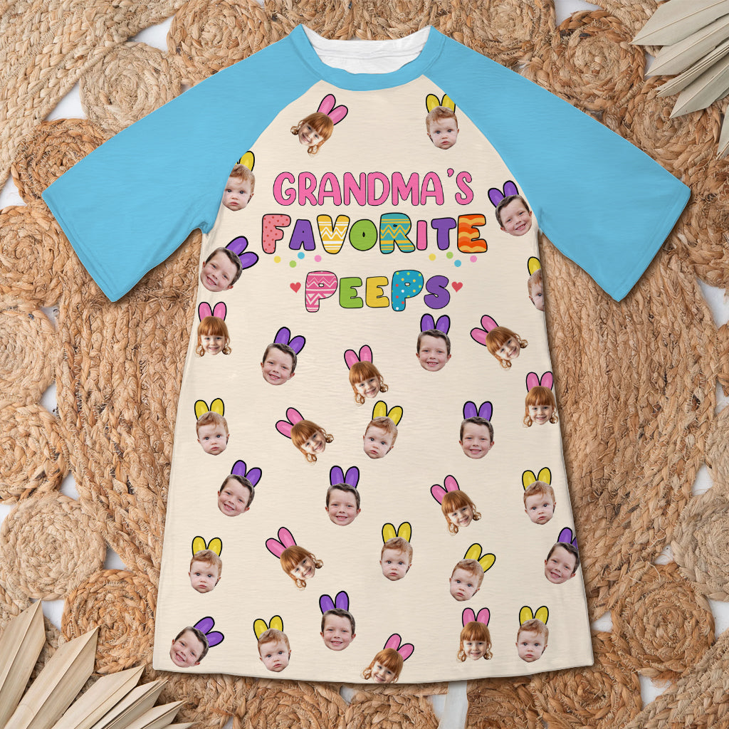 Grandma's Peeps - Personalized Kid Photo Sleep T-shirt Dress