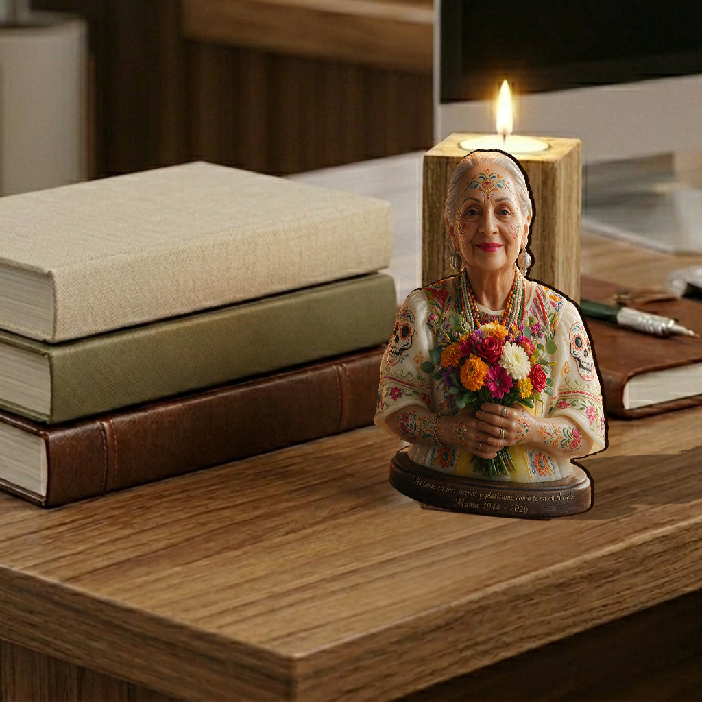 Nada Muere, Si Vive En El Corazon - Personalized Memorial Custom Shape Wooden Candle Holder