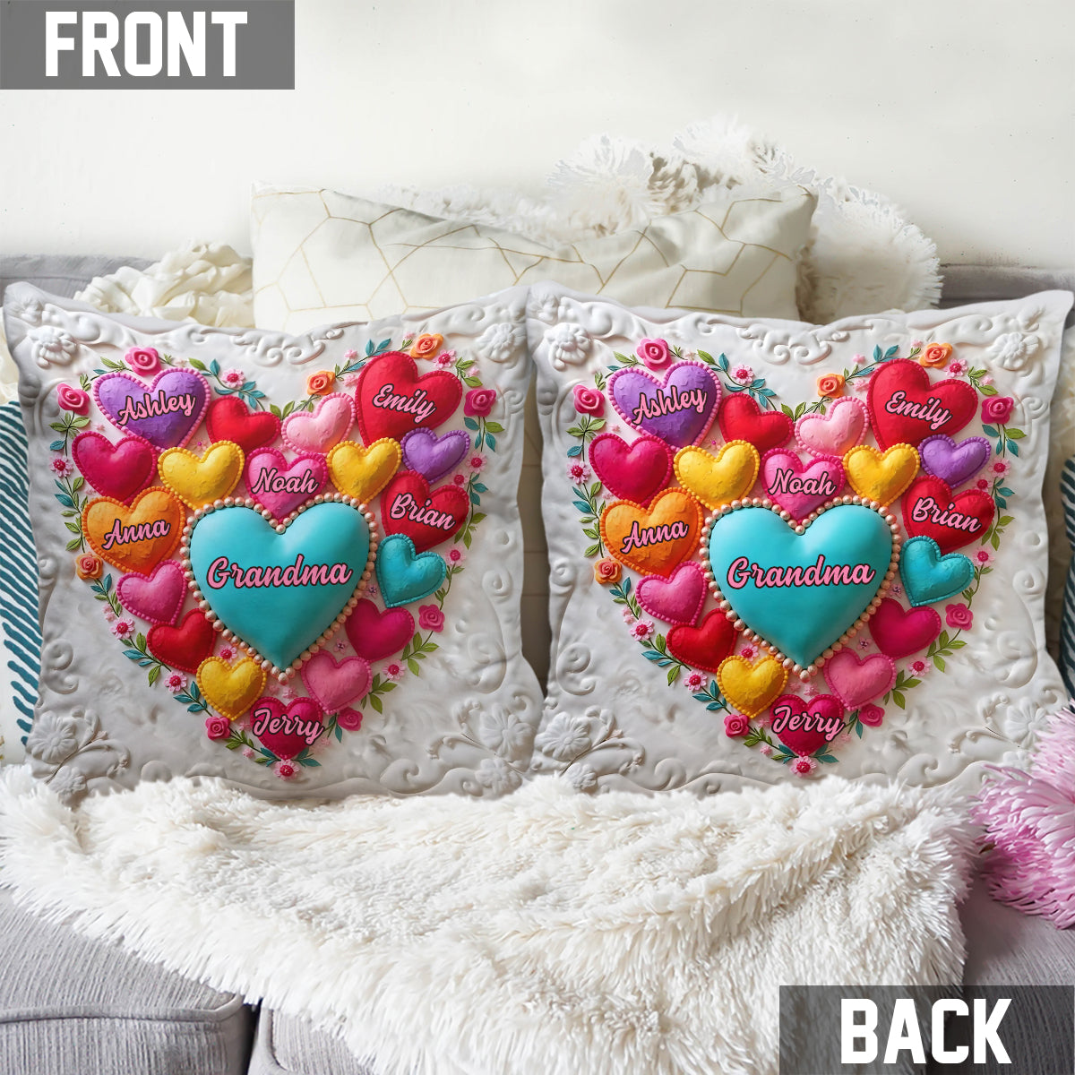 Best Grandma/ Mom Ever - Personalized Grandma Throw Pillow