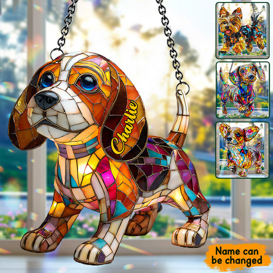 I Love My Dog - Personalized Dog Window Hanging Suncatcher Ornament