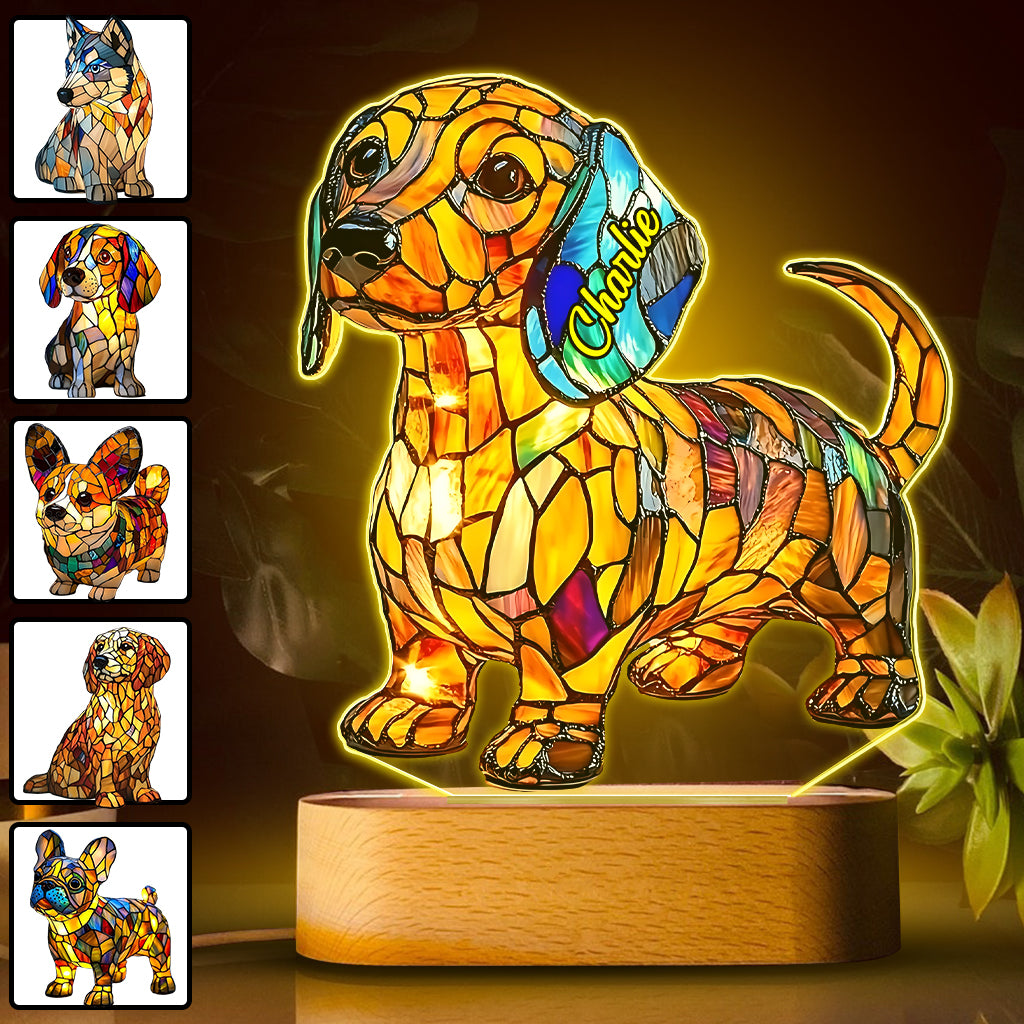 Love My Dog - Personalized Dachshund Shaped Plaque Light Base