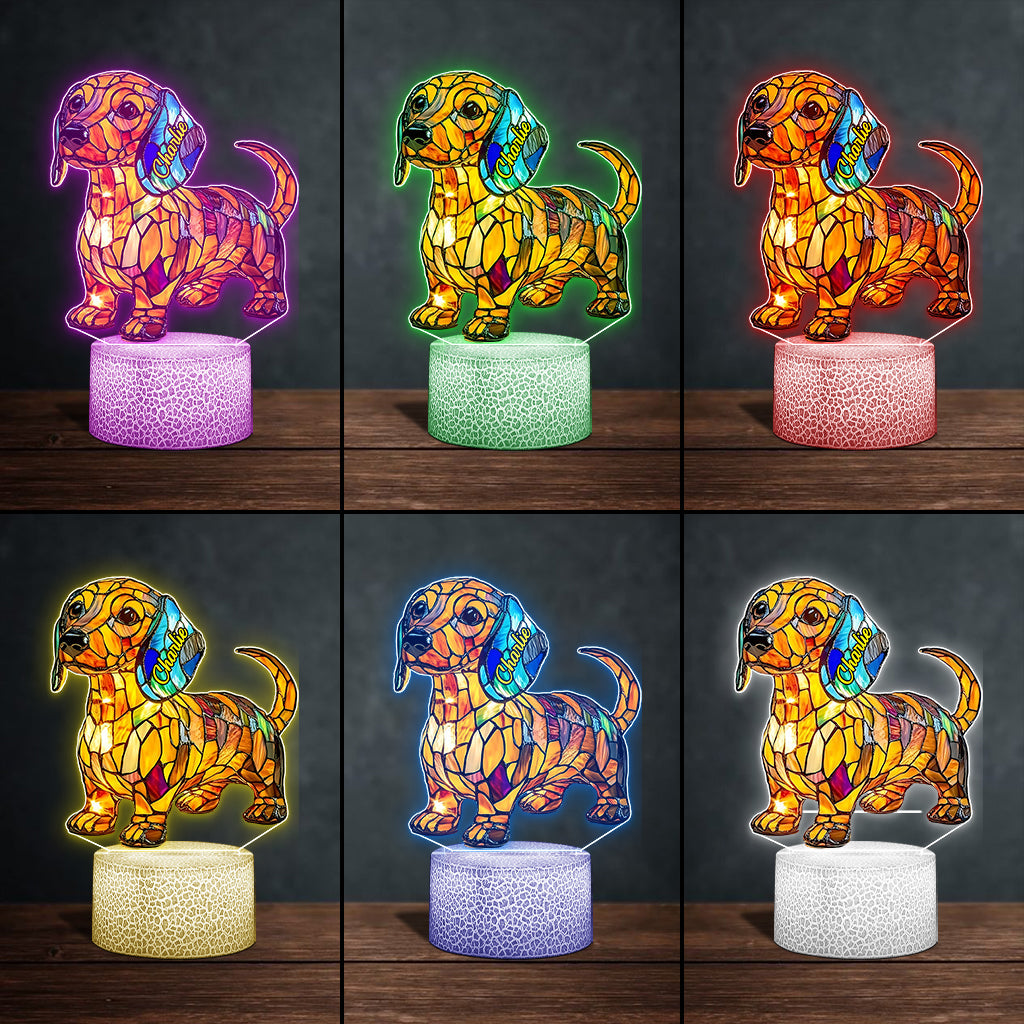 Love My Dog - Personalized Dachshund Shaped Plaque Light Base