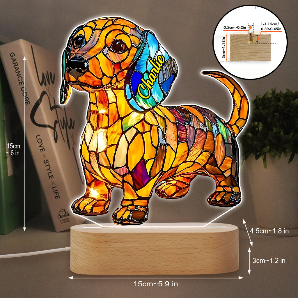 Love My Dog - Personalized Dachshund Shaped Plaque Light Base