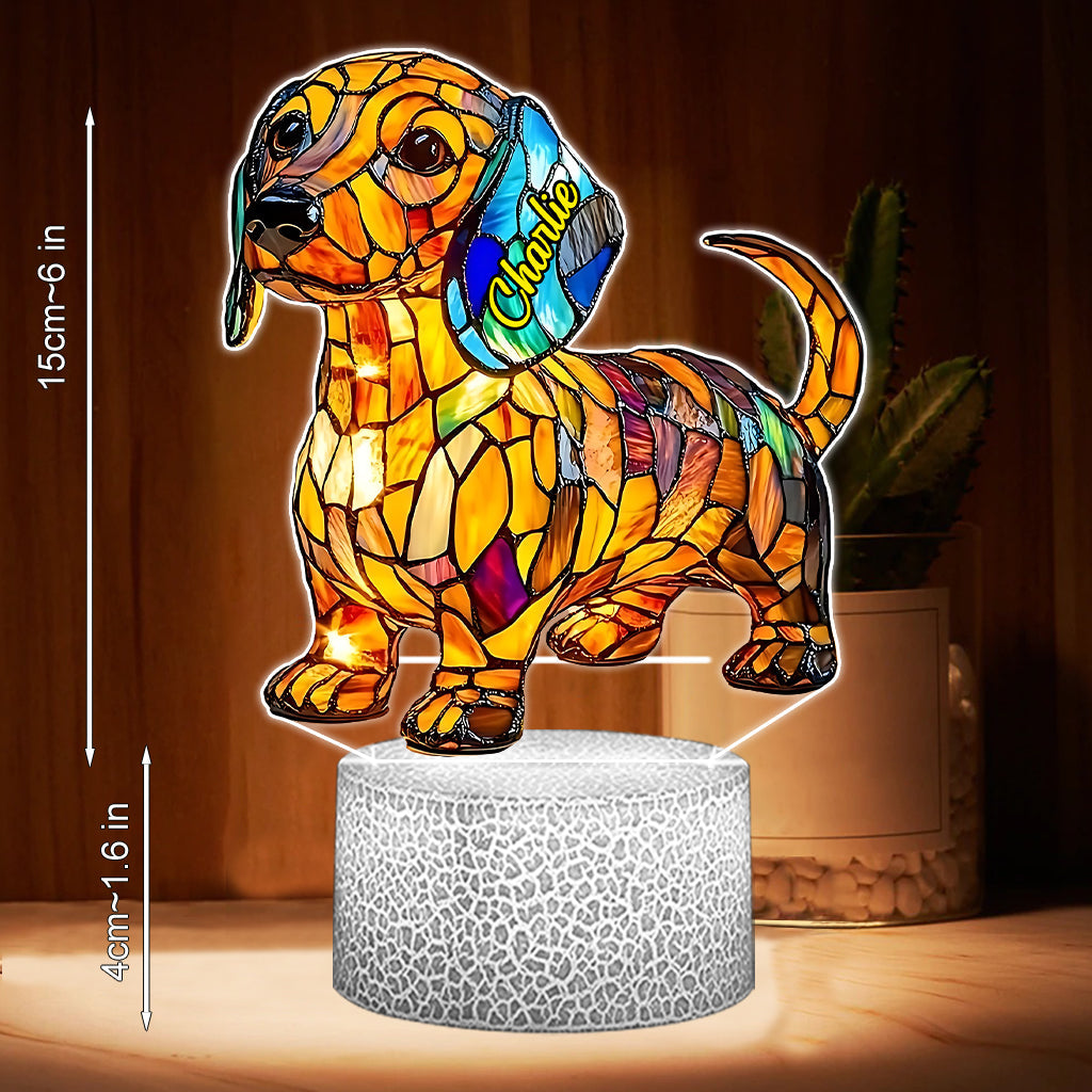 Love My Dog - Personalized Dachshund Shaped Plaque Light Base