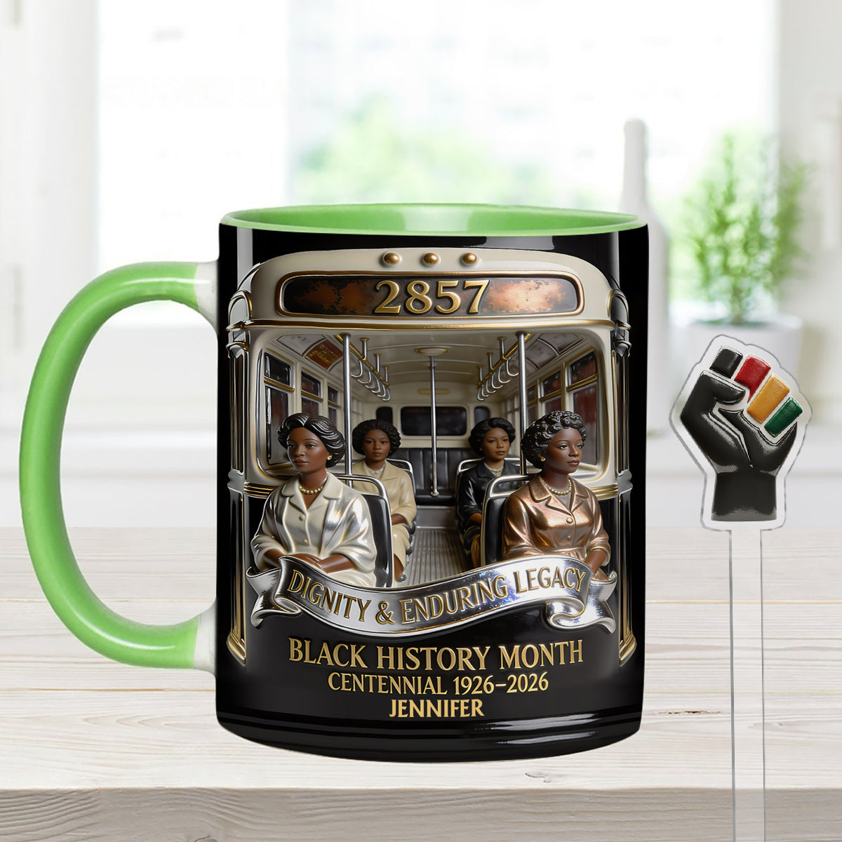 Black History Month - Personalized African American Set Accent Mug with Acrylic Stirrers