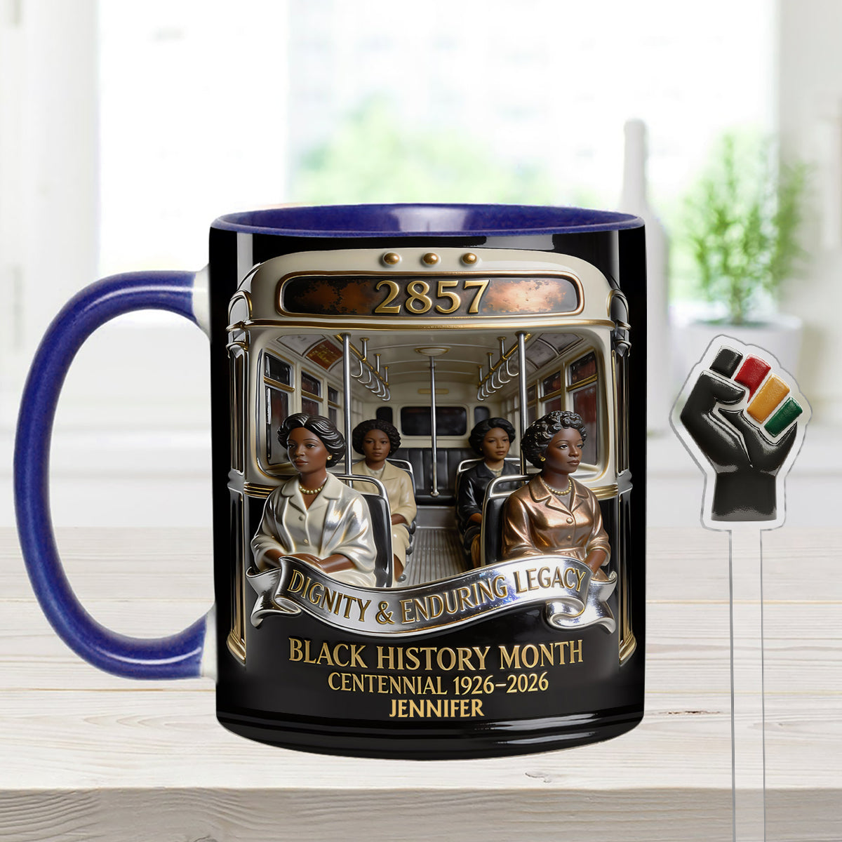 Black History Month - Personalized African American Set Accent Mug with Acrylic Stirrers