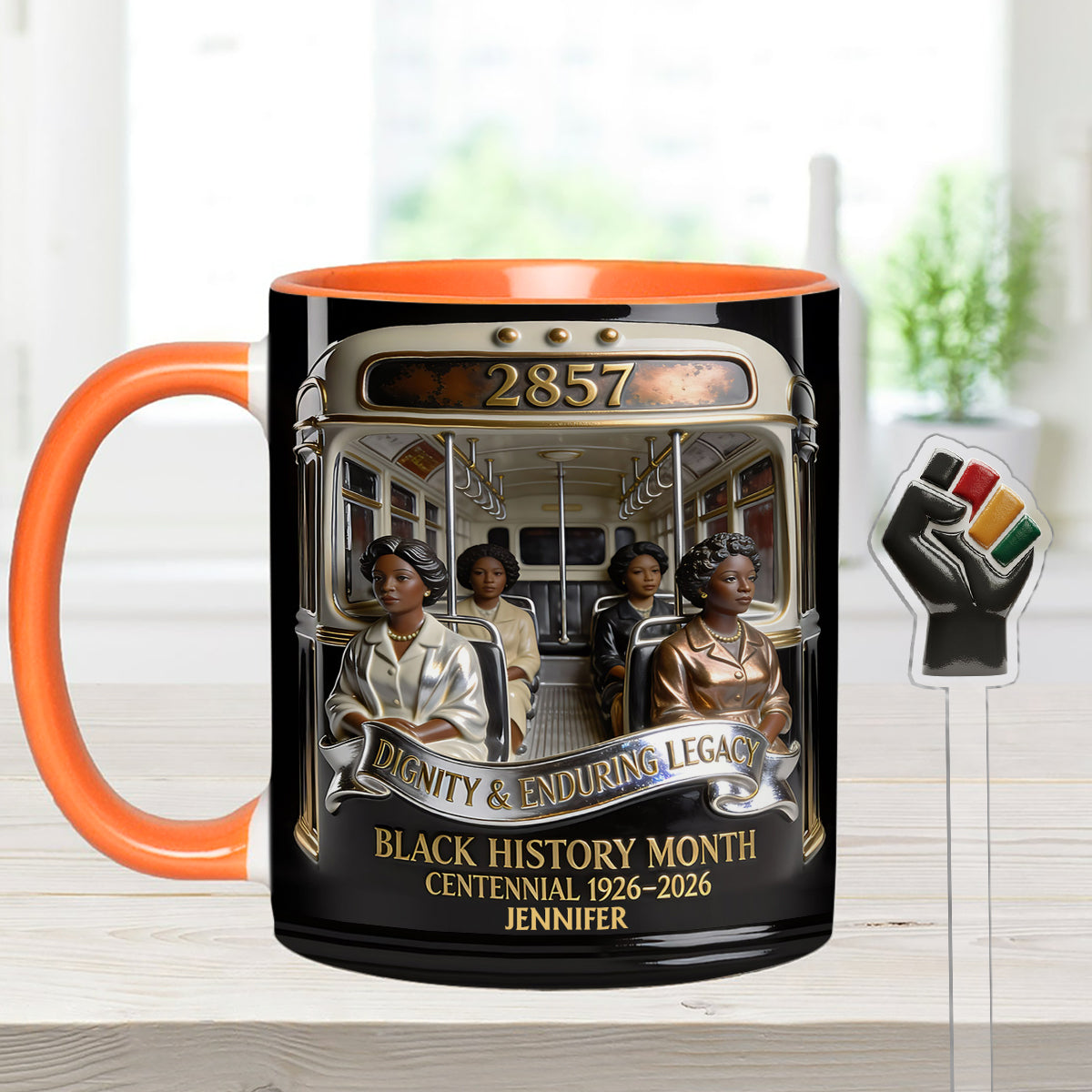 Black History Month - Personalized African American Set Accent Mug with Acrylic Stirrers