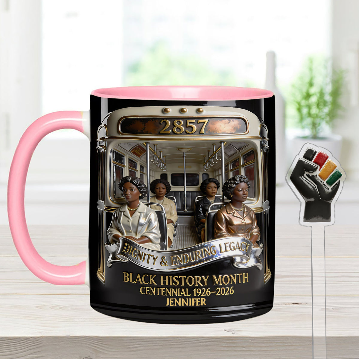 Black History Month - Personalized African American Set Accent Mug with Acrylic Stirrers
