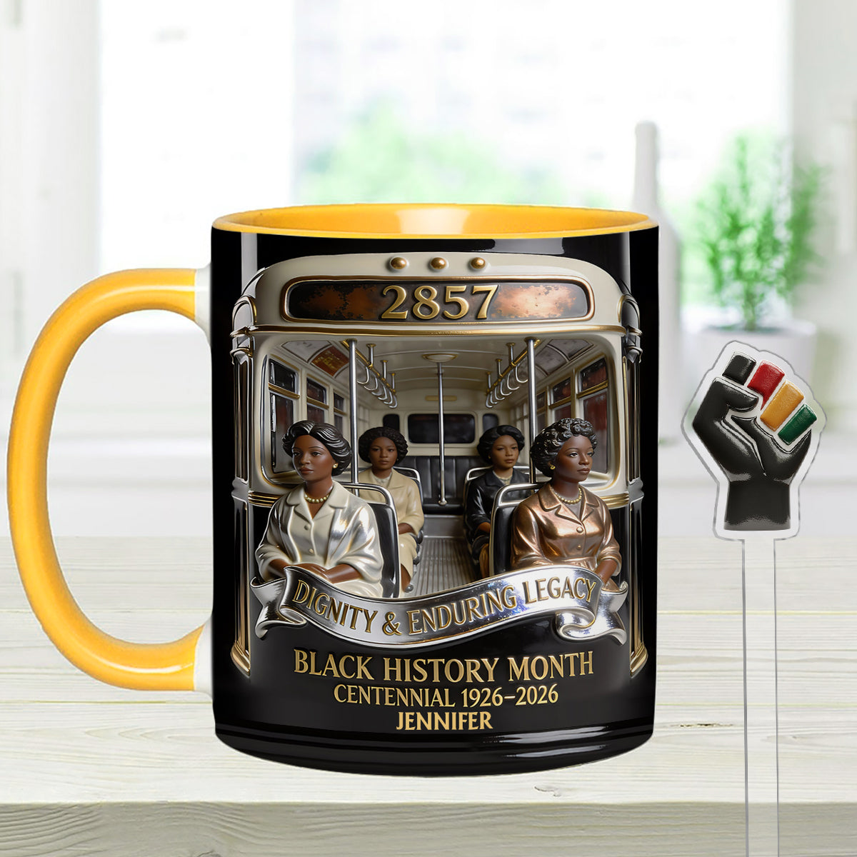 Black History Month - Personalized African American Set Accent Mug with Acrylic Stirrers