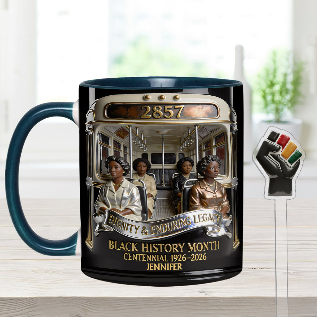 Black History Month - Personalized African American Set Accent Mug with Acrylic Stirrers