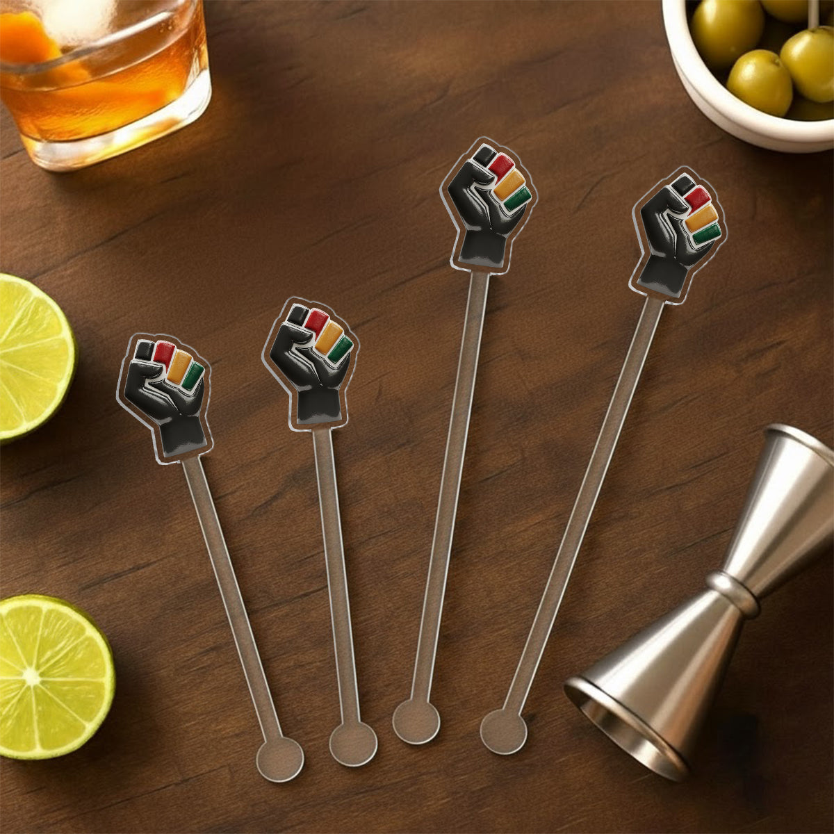 Black History Month - Personalized African American Set Accent Mug with Acrylic Stirrers